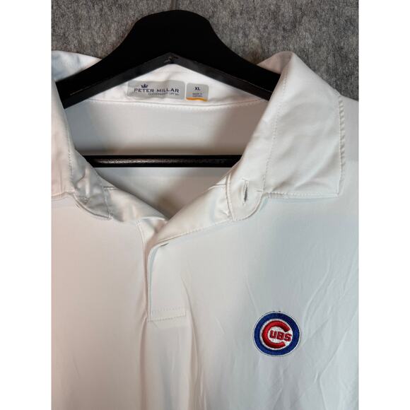 Peter Millar Mens Featherweight Chicago Cubs White UPF 50 MLB Polo Stretch - XL - Picture 1 of 5